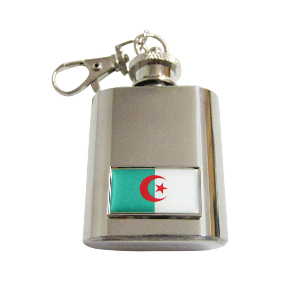 Thin Bordered Algeria Flag Keychain Flask - image 1